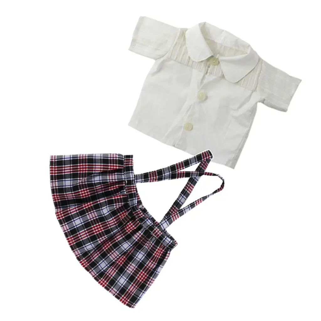 Ropa para muñecas: conjunto falda con tirantes y camisa blanca - imagen 2