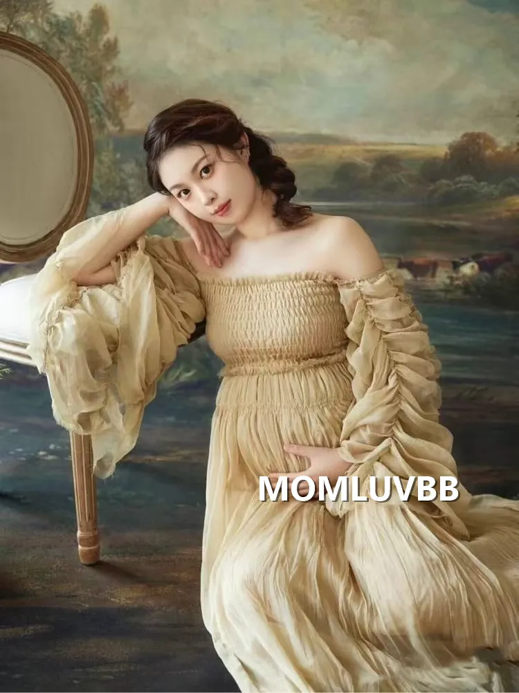 Vestido de maternidad bohemio en tul y chifón para fotos - imagen 5