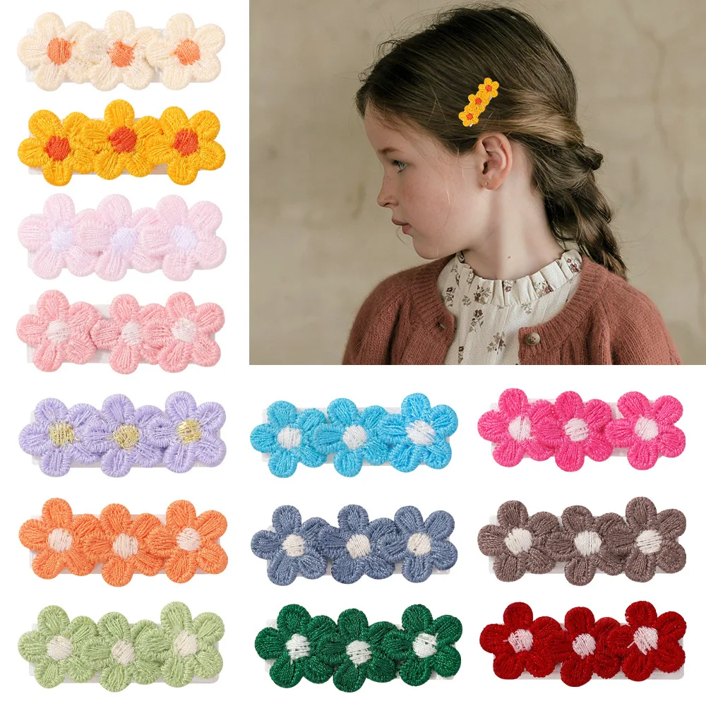 Pinzas para el cabello de bebé con flores tejidas artesanas de verano - imagen 3