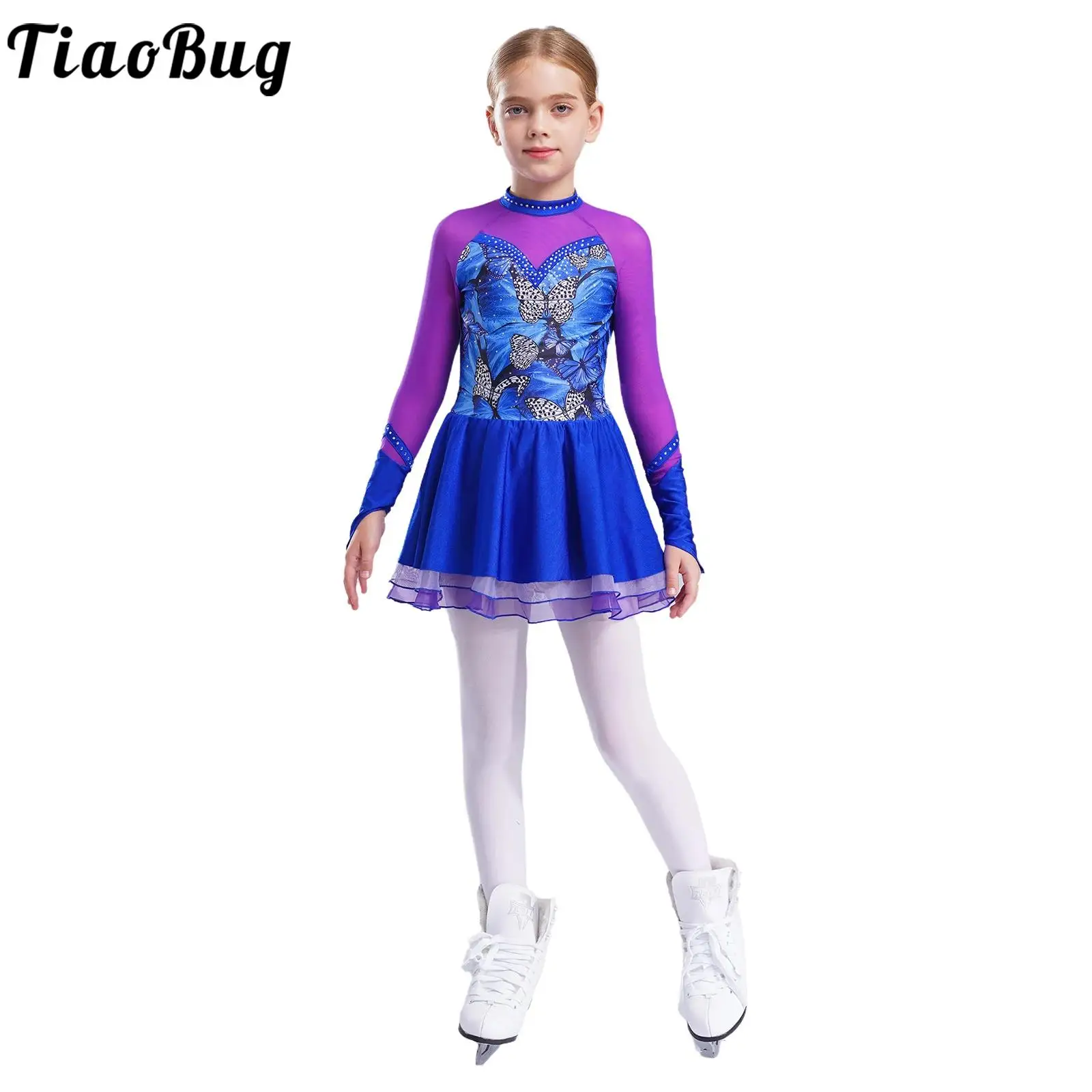 Vestido patinaje artístico niña – tutú de malla con pedrería - imagen 4