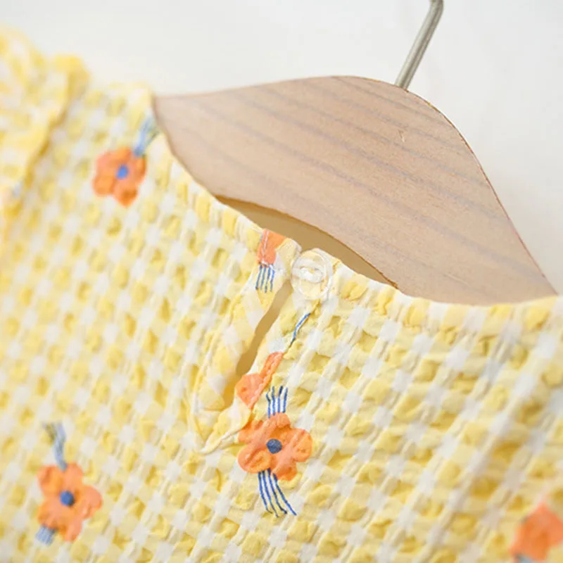 Vestido de algodón con estampado a cuadros y flores para bebé - imagen 5