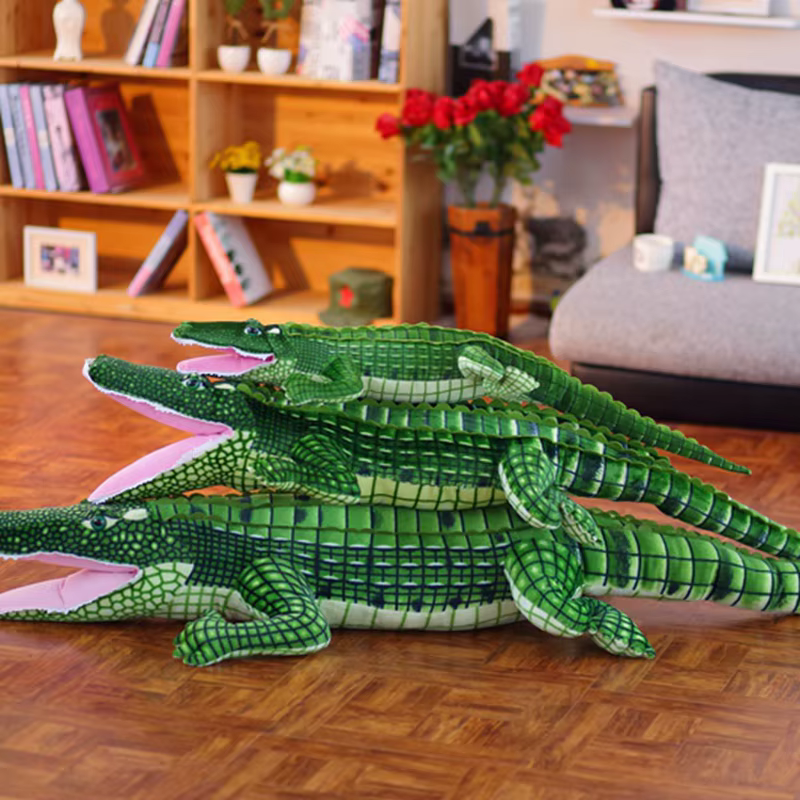 Peluche cocodrilo realista verde gigante, cojín de sofá infantil - imagen 4