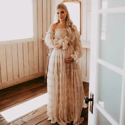 Vestido premamá en gasa plisada para sesión de fotos