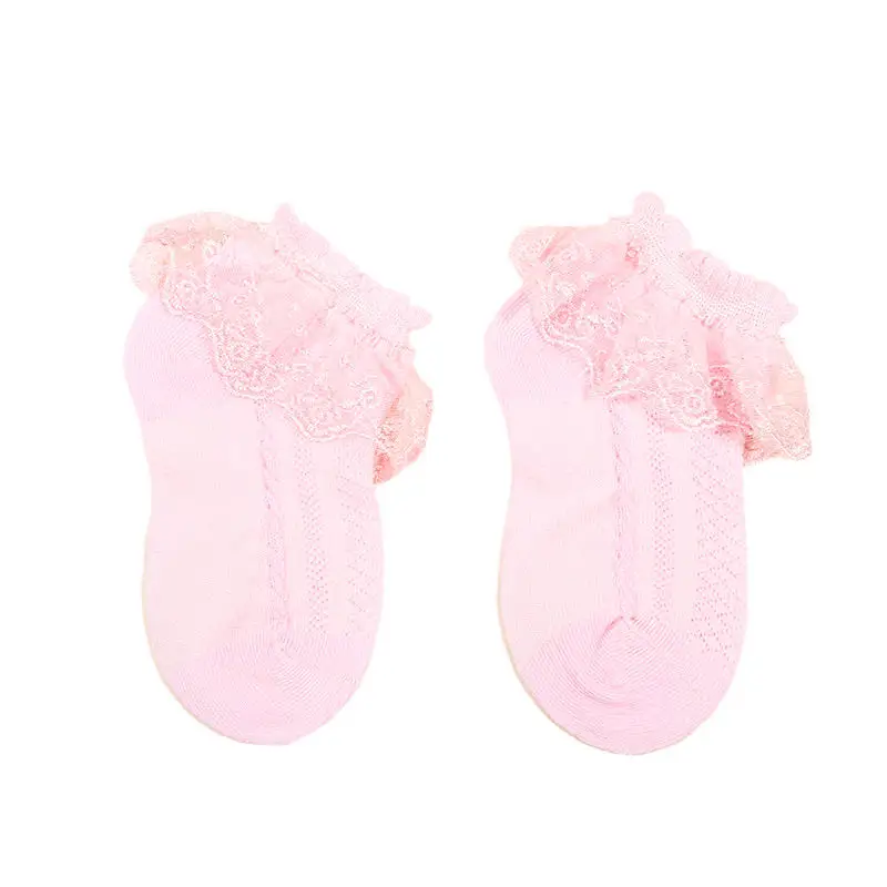 Calcetines tobilleros de algodón suave con encaje y volantes para niñas - imagen 2
