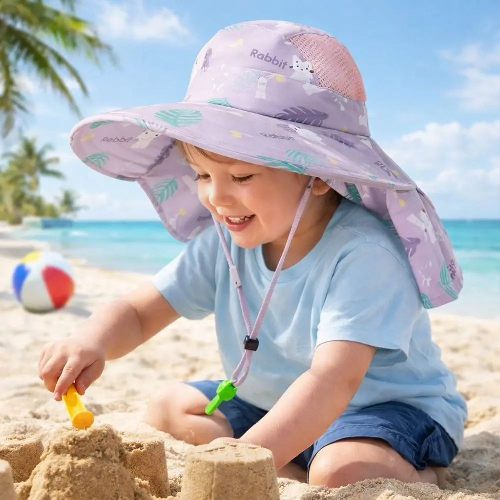 Sombrero de sol transpirable con ala ancha y protección UV infantil - imagen 2