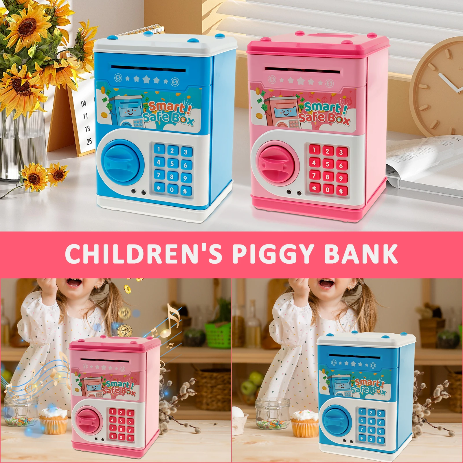 Hucha electrónica para niños con detalles y teclas
