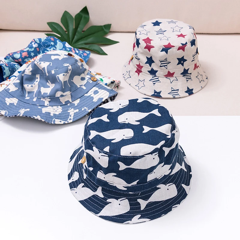 Sombrero infantil cubo con ballena para playa y sol, protección UV - imagen 2