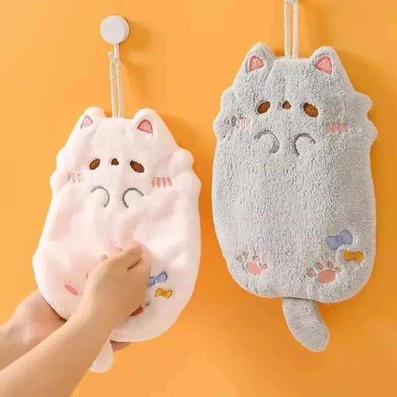 Toalla de mano colgante Tanuki terciopelo coral, absorbente sin pelo - imagen 5