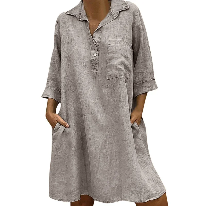 Vestido maternidad algodón verano con botones y manga corta - imagen 3