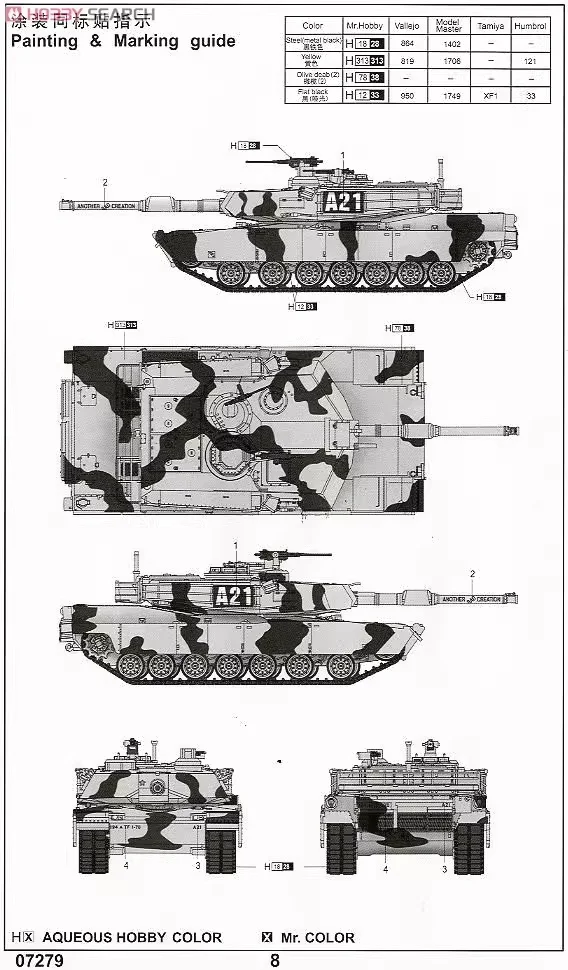 Detalle de piezas del kit del tanque Abrams