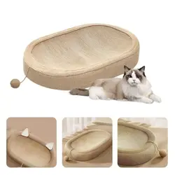 Cama rascadora ovalada para gatos con bola de juego interior