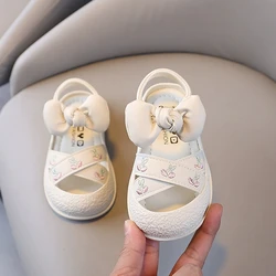 Sandalias de verano para niña con suela flexible y lazo
