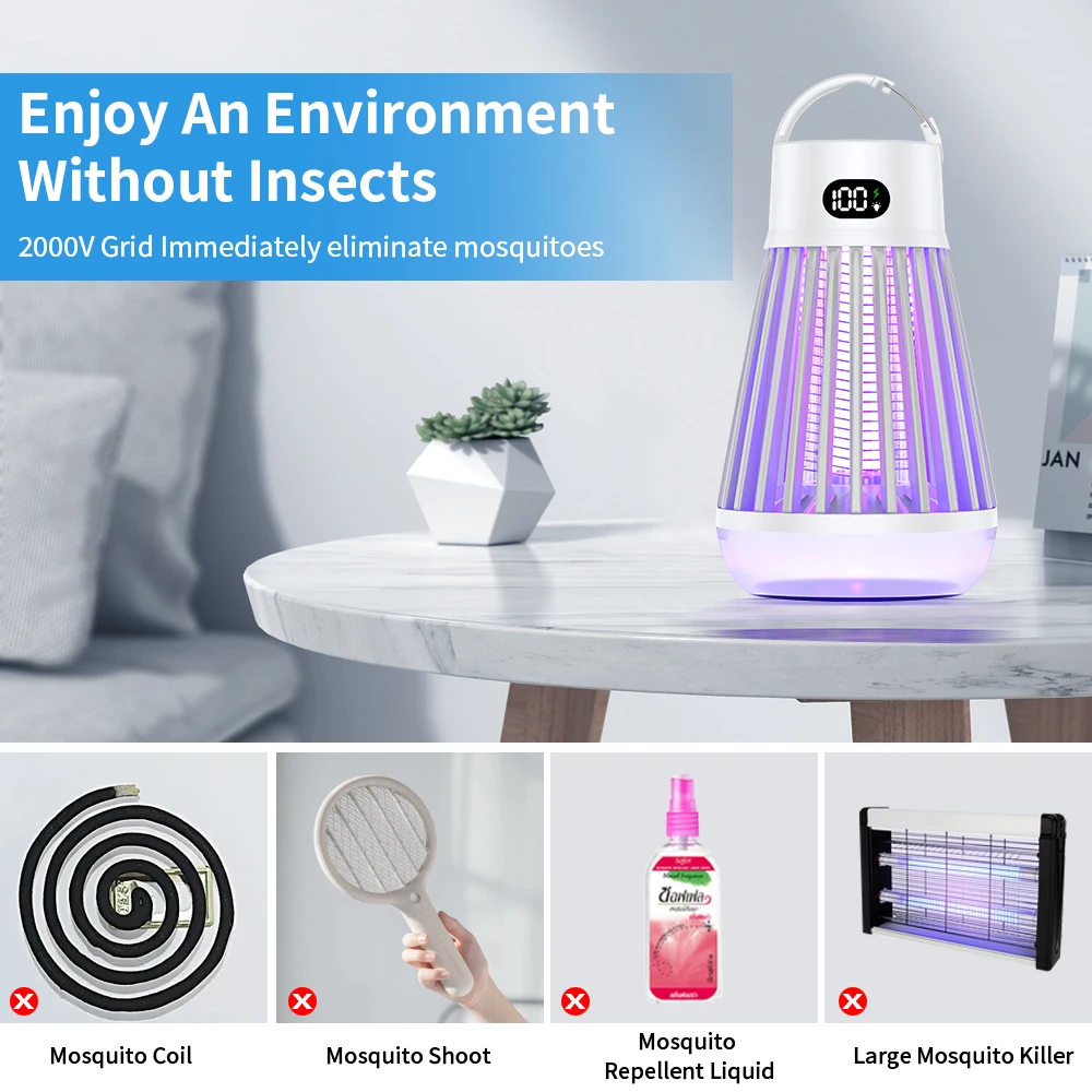 Lámpara antimosquitos eléctrica portátil USB para exterior e interior - imagen 5