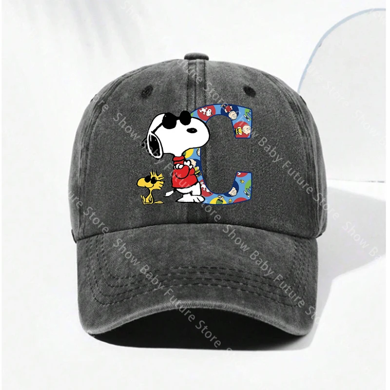 Gorra de béisbol Snoopy estilo vintage lavada con letras - imagen 3