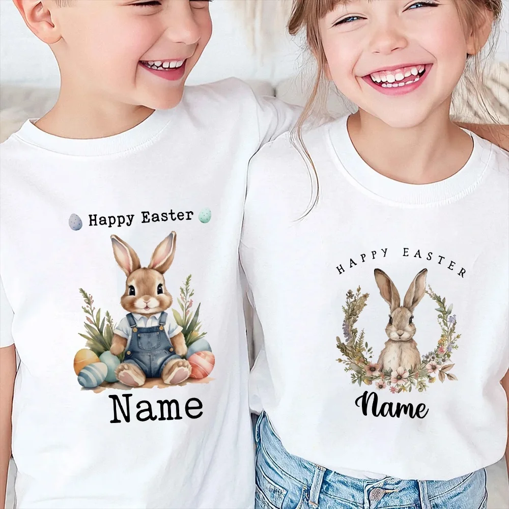 Camiseta infantil personalizada de Pascua con conejito - imagen 3
