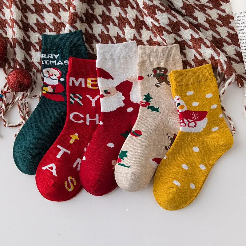 Calcetines navideños de algodón con Papá Noel para niños