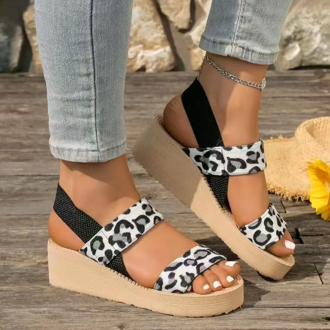Sandalias verano leopardo con plataforma y banda elástica EVA - imagen 3