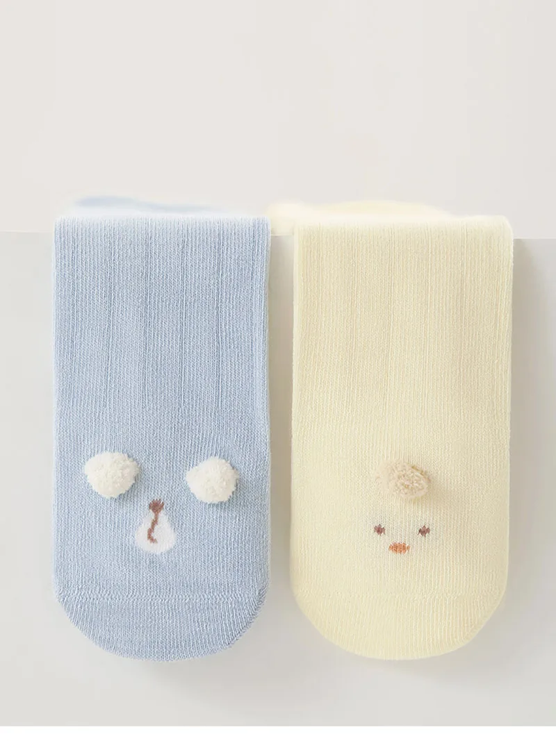 Calcetines altos de algodón para bebés con rayas y dibujos primavera - imagen 3