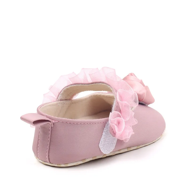 Zapatos de bebé planos estilo princesa con flores para primeros pasos - imagen 3