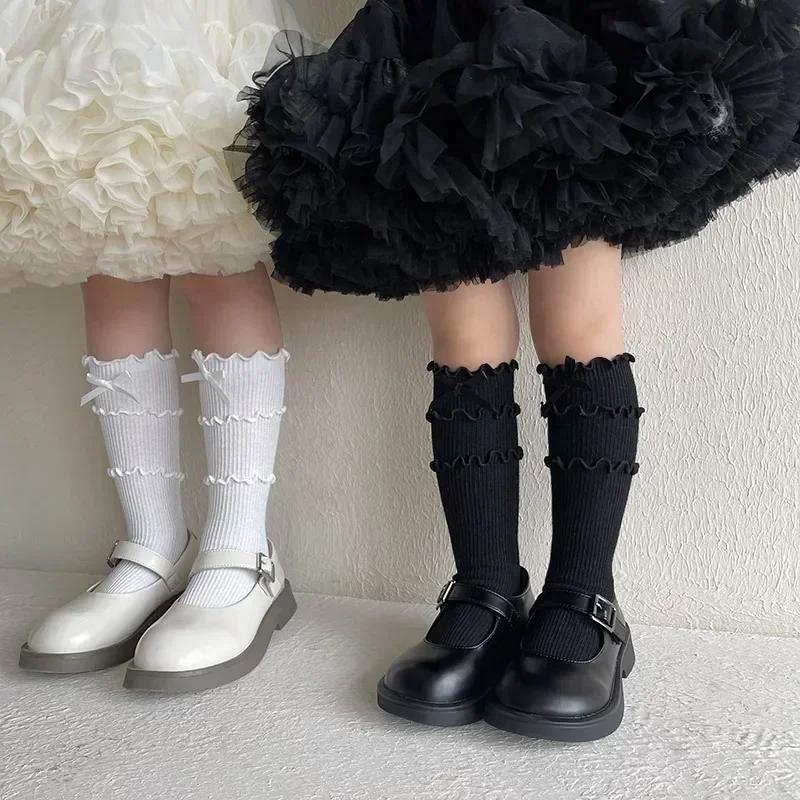 Calcetines hasta la pantorrilla niña algodón suave escolar