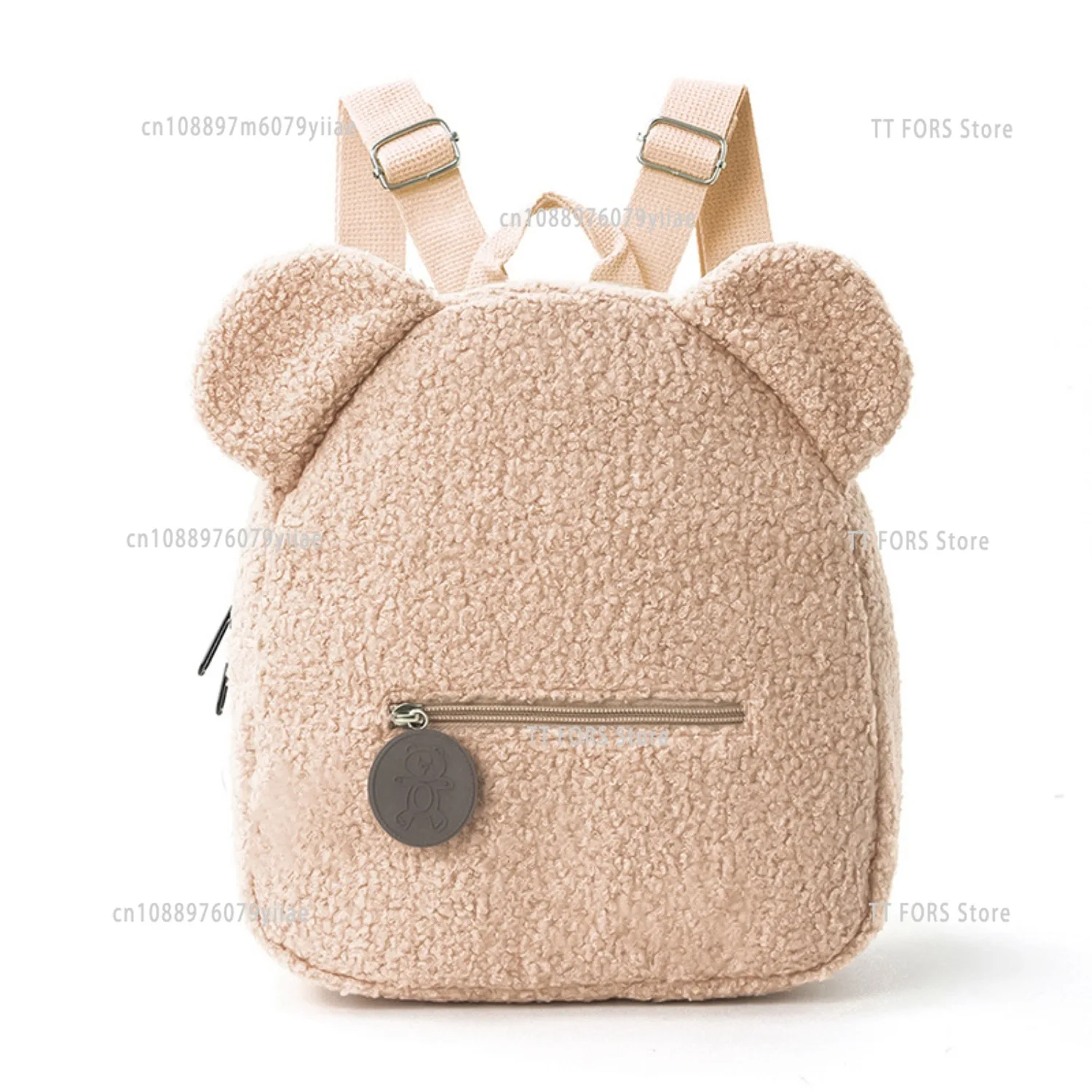 Mochila infantil pequeña de lana con orejas de oso impermeable cálida - imagen 3