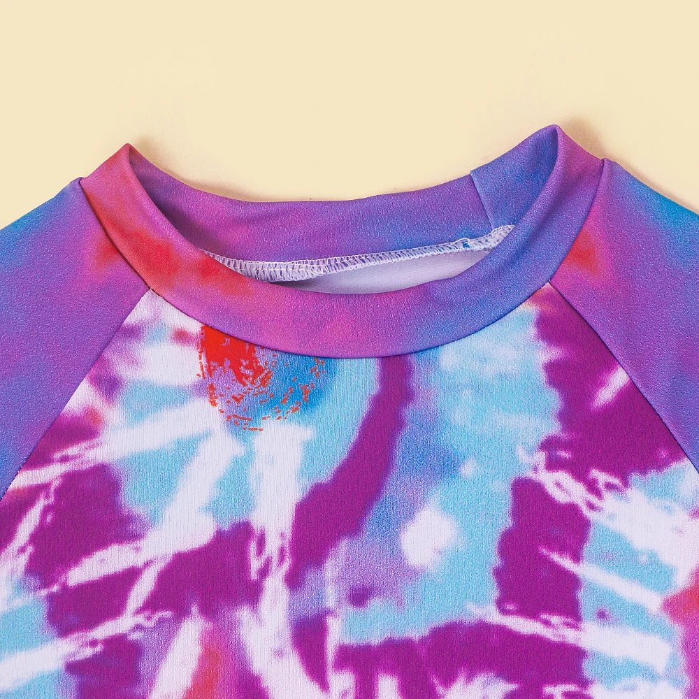 Tankini niña manga larga morado con estampado anudado - imagen 3
