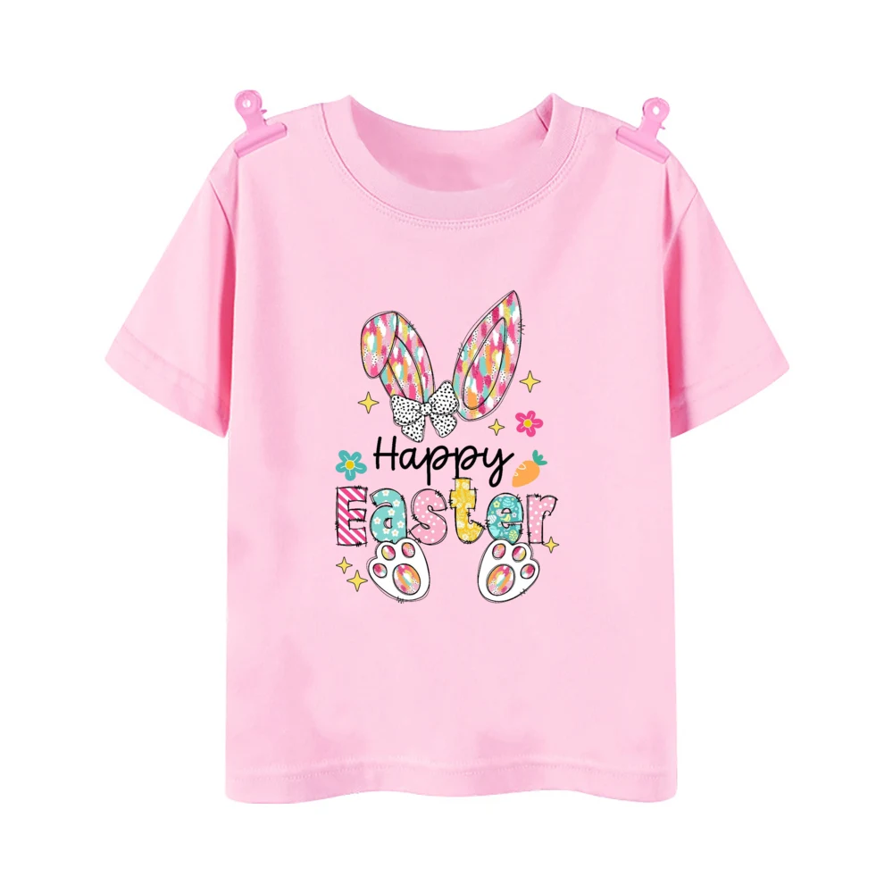 Camiseta de algodón para niño con conejito de Pascua y manga corta - imagen 4