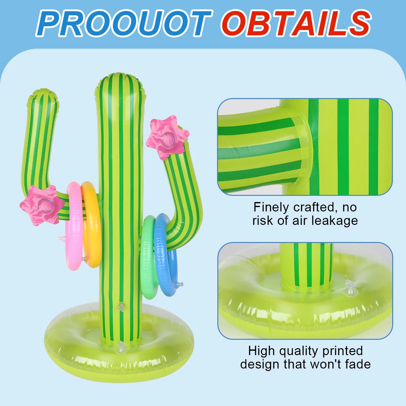 Juego de anillos inflables Cactus para piscina y playa - imagen 3