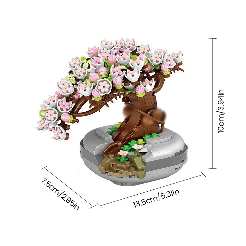 Bloques de construcción Micro Cherry Tree bonsái y suculentas