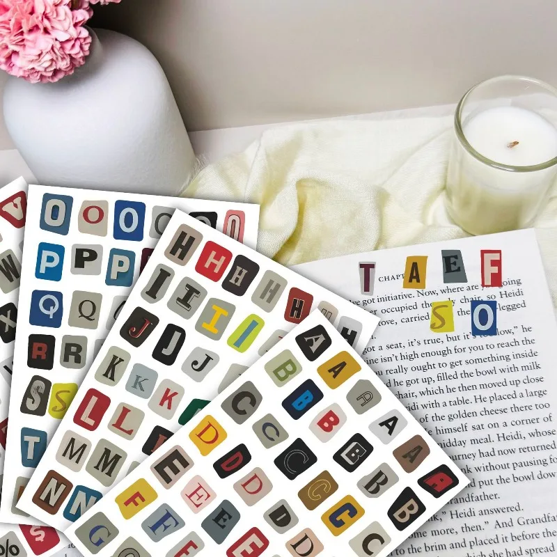 Pegatinas de letras alfabeto vintage para manualidades infantiles - imagen 2
