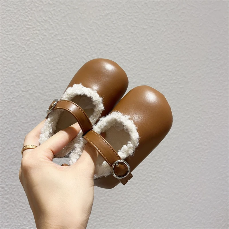 Zapatos para primeros pasos con felpa y suela blanda de niña - imagen 3