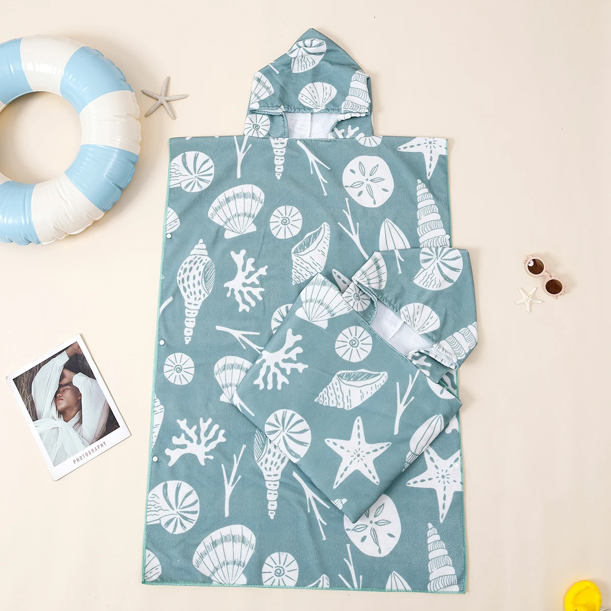 Albornoz niños capucha impermeable – Microfibra playa piscina - imagen 2