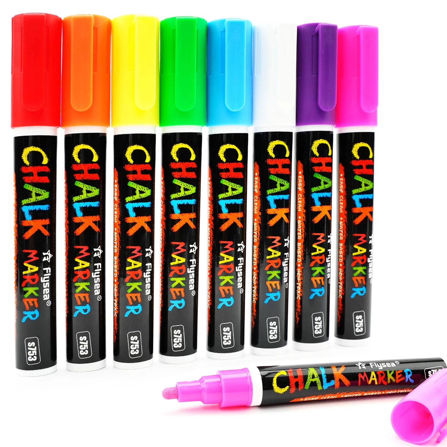 Rotuladores tiza líquida multicolor para ventana y pizarra – Pack de 8 - imagen 2