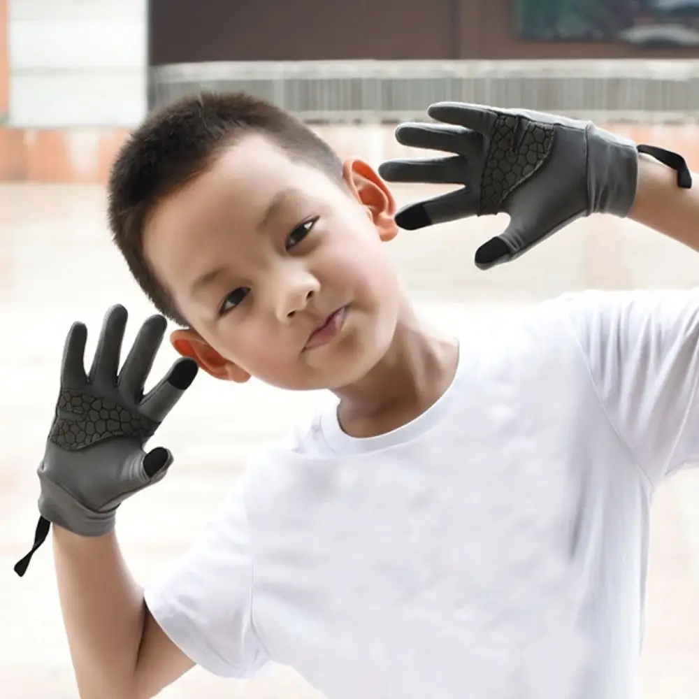 Guantes de ciclismo infantil en color gris y rosa rojo