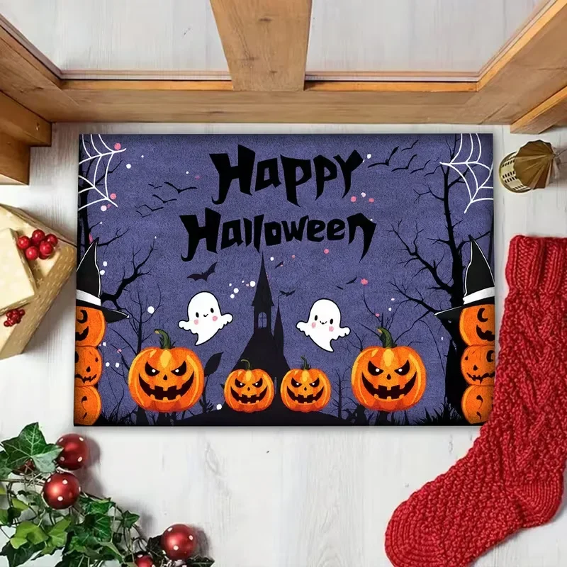Zona de entrada con ambiente de Halloween