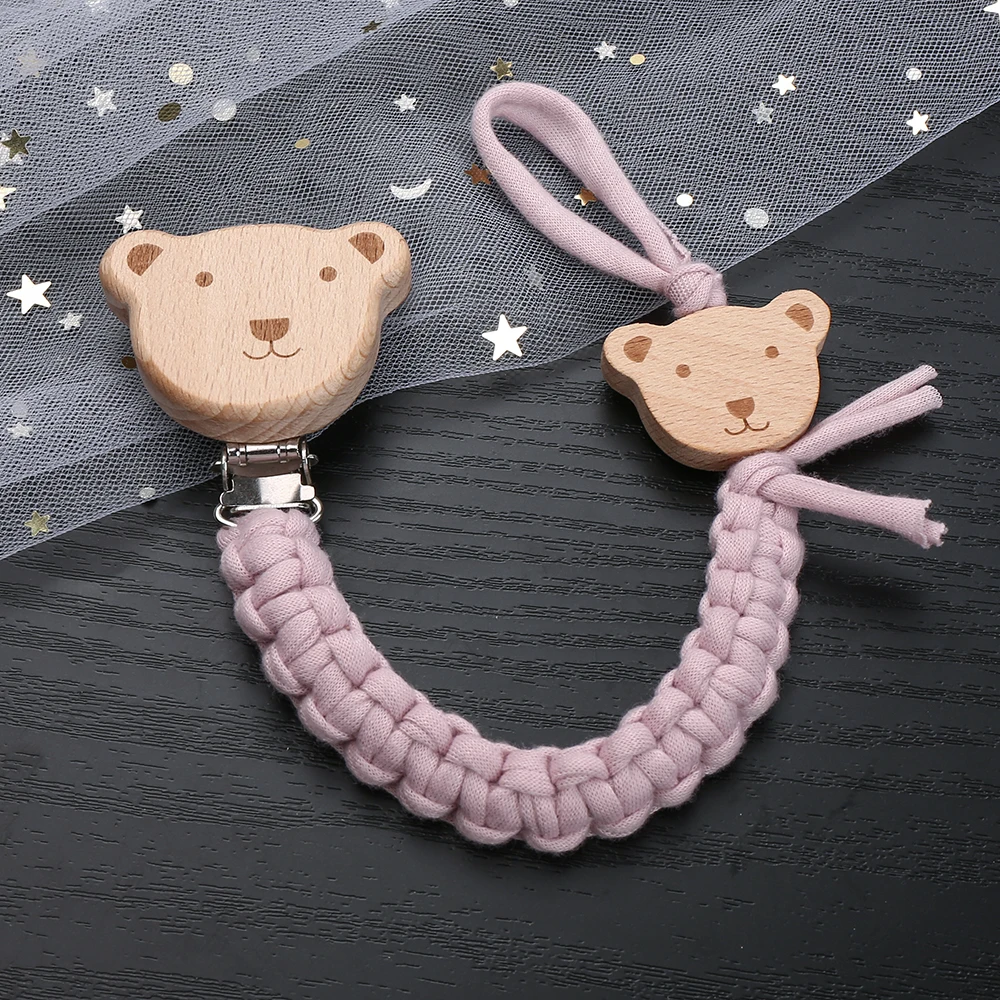 Cadena para chupete de bebé con animales de madera