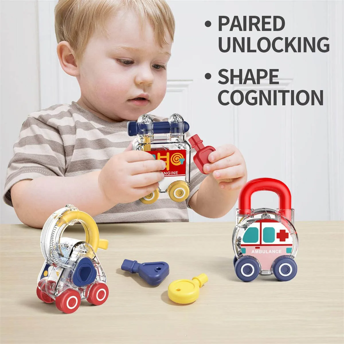 Juguete Montessori de llaves para aprender en coche y tren - imagen 4
