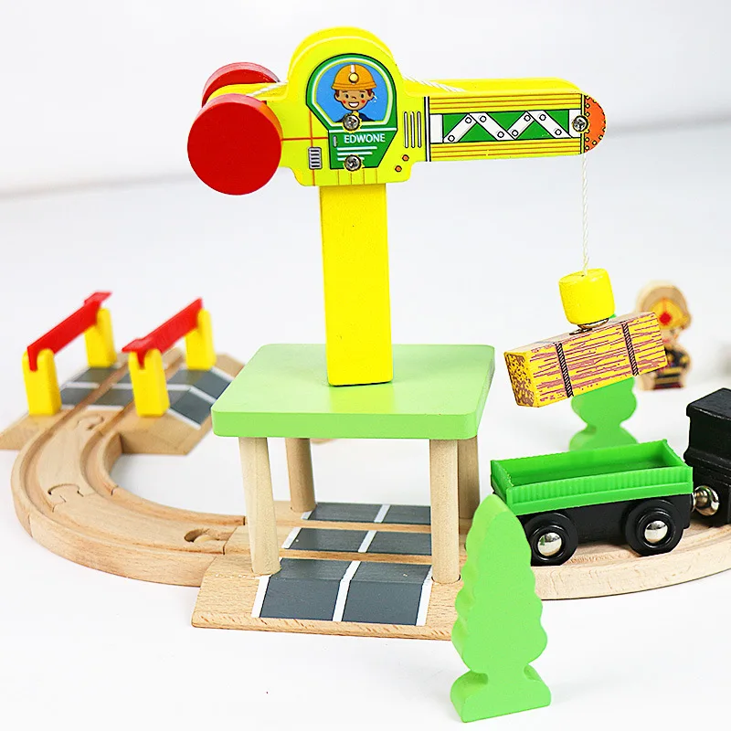 Set de vía de tren de madera de haya para niños – Piezas de estación compatible - imagen 3