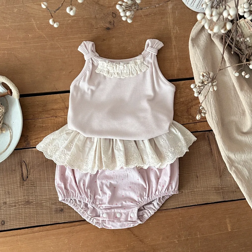 MILANCEL chaleco de verano bebé sin mangas con encaje dulce para niña - imagen 3