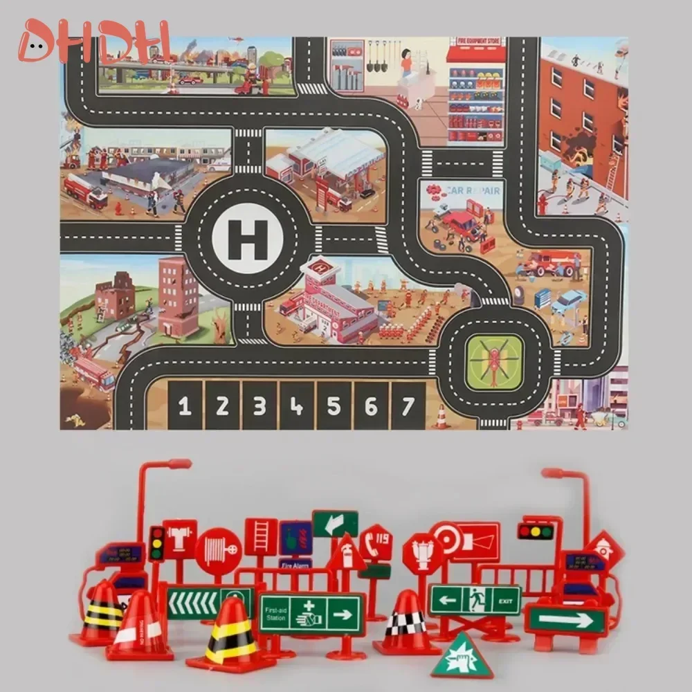 Alfombra impermeable para juegos de bebés con mapa tráfico urbano - imagen 3