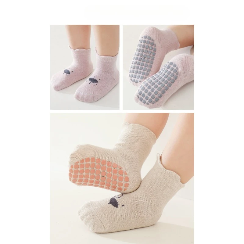 Calcetines bebé de algodón antideslizantes con suela y transpirables - imagen 4