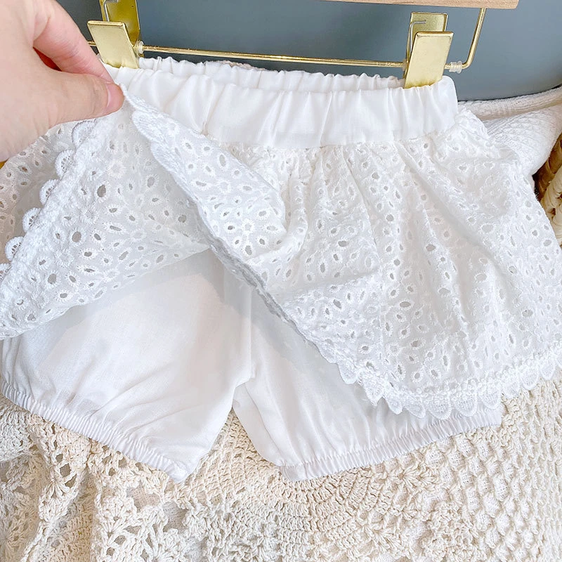 Conjunto de verano niña con encaje calado y camiseta sin mangas - imagen 4