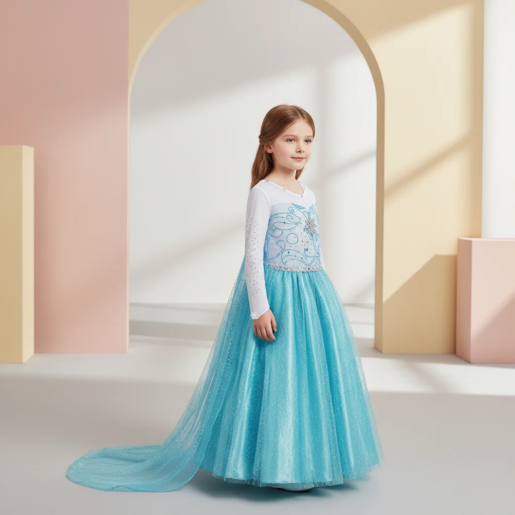 Disfraz de Reina de las Nieves para niñas pequeñas con vestido elegante - imagen 5