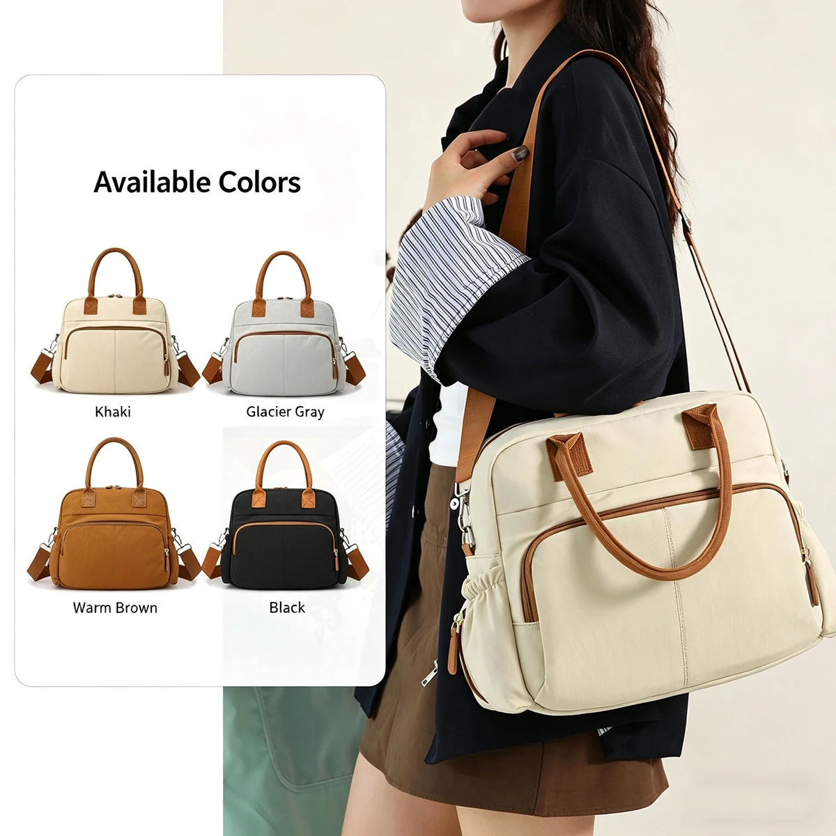 Bolsa de pañales impermeable con gran capacidad para bebé - imagen 4