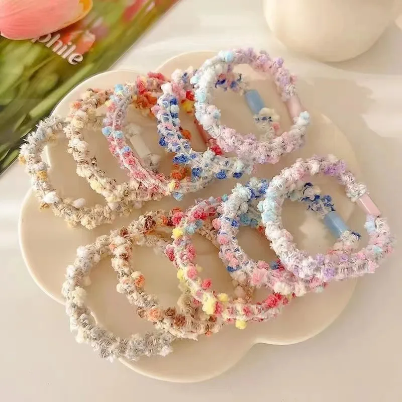 Coleteros de pelo para niñas con lunares multicolores y agarre suave - imagen 3