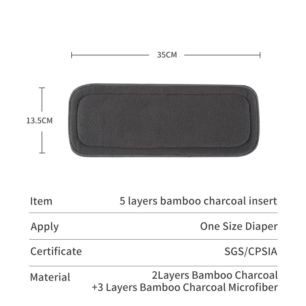 Inserto carbón de bambú para pañal de tela - varias capas absorbentes - imagen 2