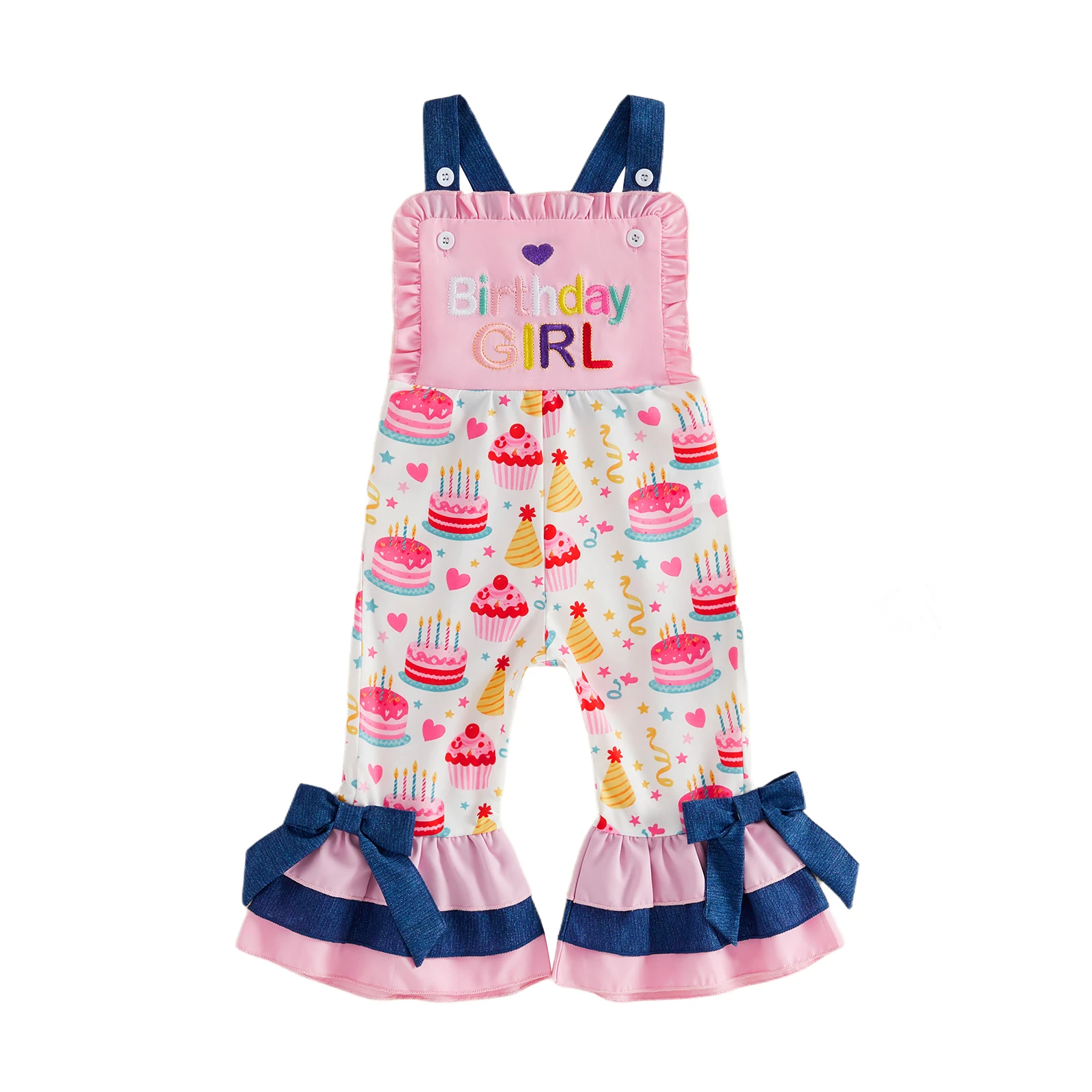 Mono sin mangas de niña con estampado pastel corazón y estrella