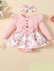 Mameluco de algodón estampado floral para bebé niña