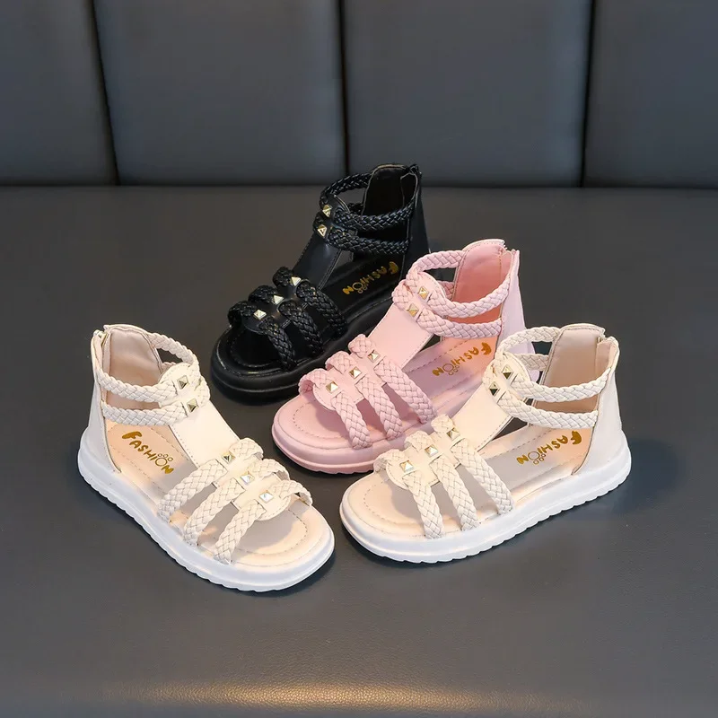 Sandalias romanas abiertas trenzadas para niñas – Verano cómodo - imagen 2