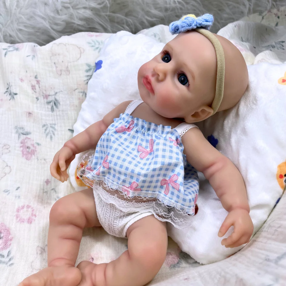 Muñeca bebé reborn LouLou ojos azules realistas de silicona suave - imagen 2